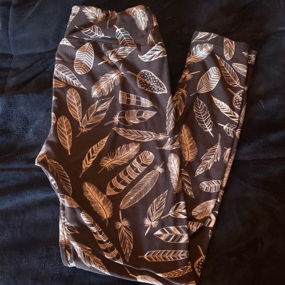 Brown Feather Leggings